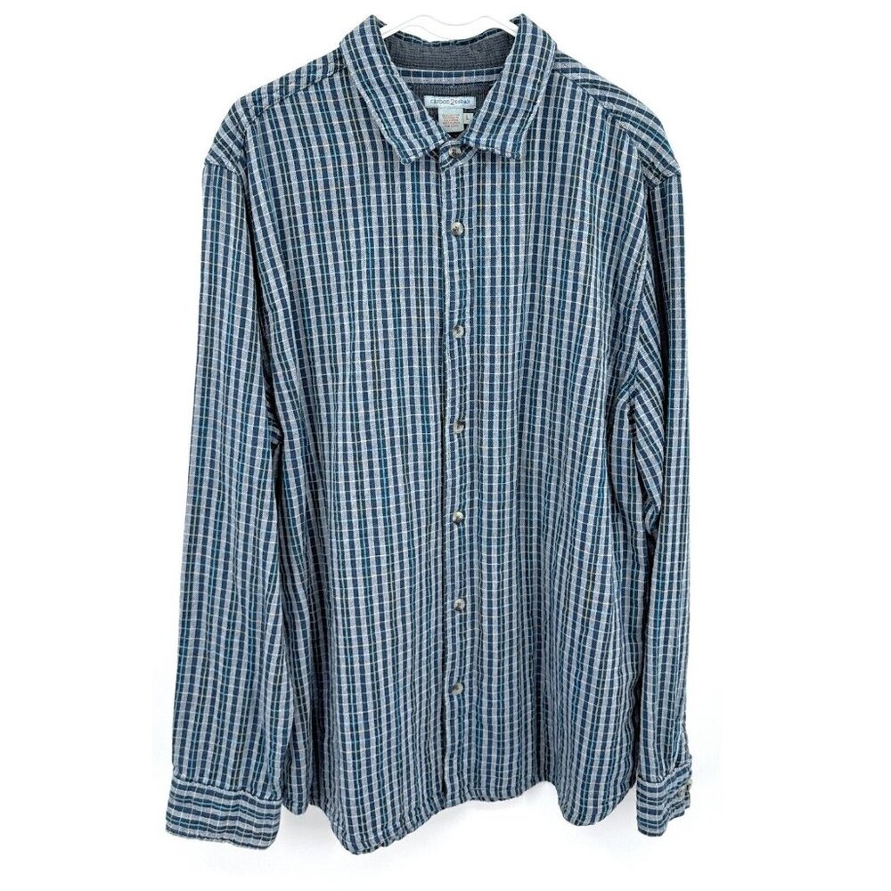 Carbon 2 Cobalt Shirt Mens L Plaid Casual Button Up‎ Long Sleeve